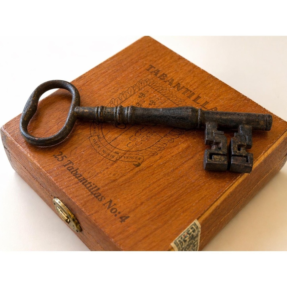 LARGE rare antique 18th century shipwreck wrought iron strong skeleton key